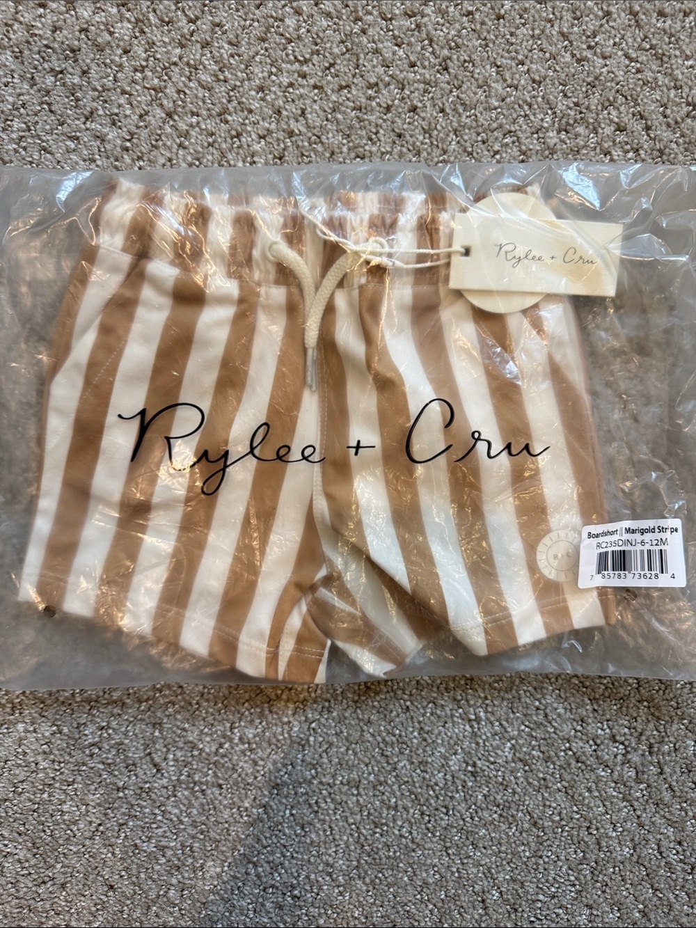 Rylee + Cru Cream and Marigold Striped Shorts